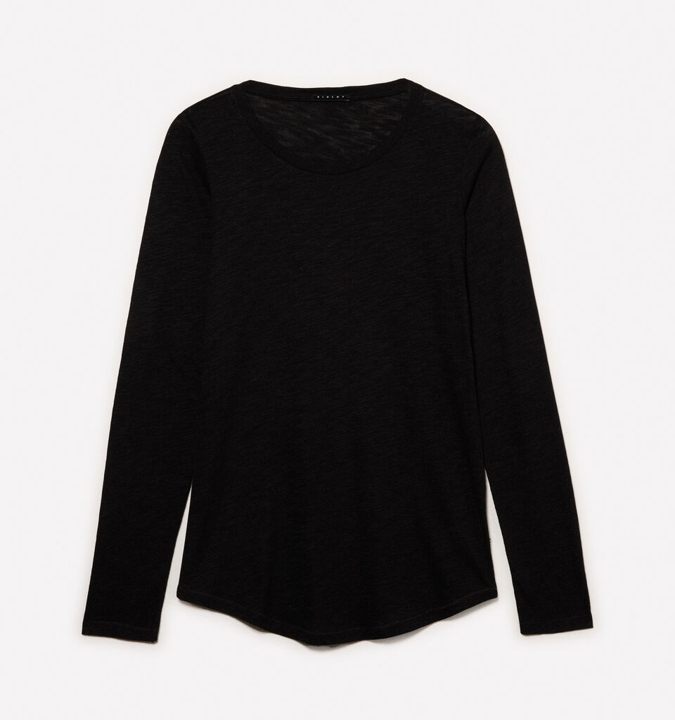 T-shirt preta com mangas compridas - t-shirt de manga comprida para mulher - Preto | Sisley image number 5